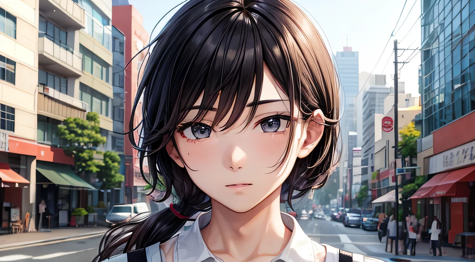 (Random Location), (Movie-like scene,Best image quality,(8k), Ultra-realistic, 最high quality, high quality, High resolution, high quality texture, Attention to detail, beautiful, detailed, Extremely detailed CG, Detailed texture, Realistic facial expressions, masterpiece, in front, dynamic, bold), ((round face:1.4)), (Casual Fashion)