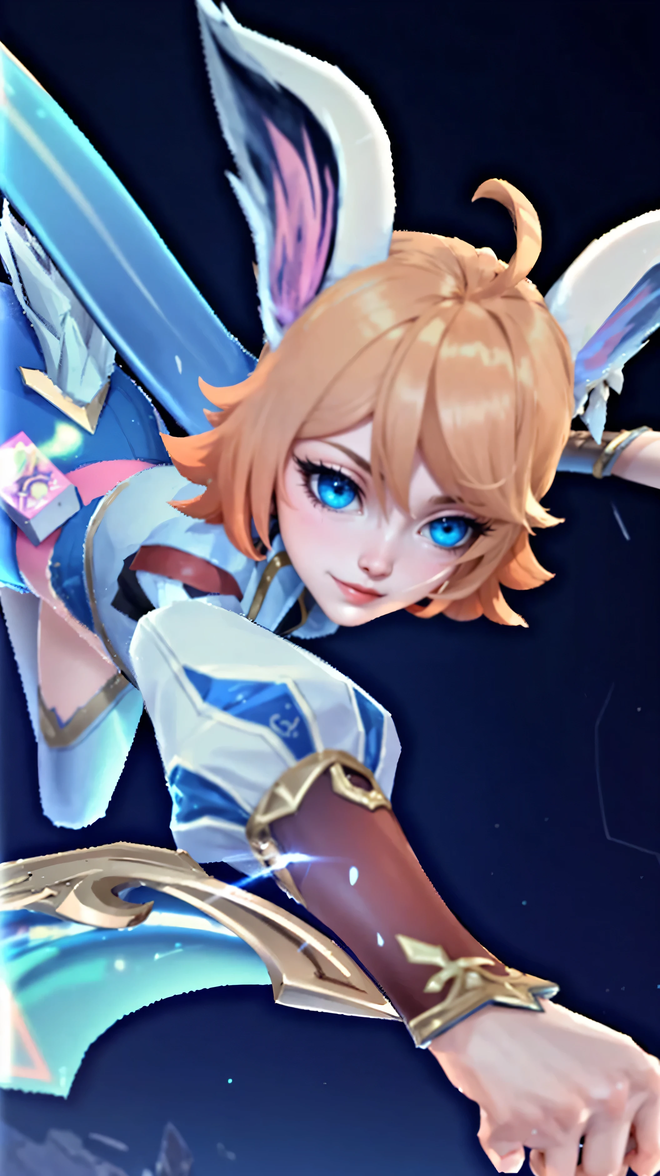a close up of a cartoon character with a sword in her hand, seraphine ahri kda, kda, cyarine, genshin impact character, ayaka game genshin impact, ayaka genshin impact, keqing from genshin impact, zhongli from genshin impact, granblue fantasy, this character has cryokinesis, rin