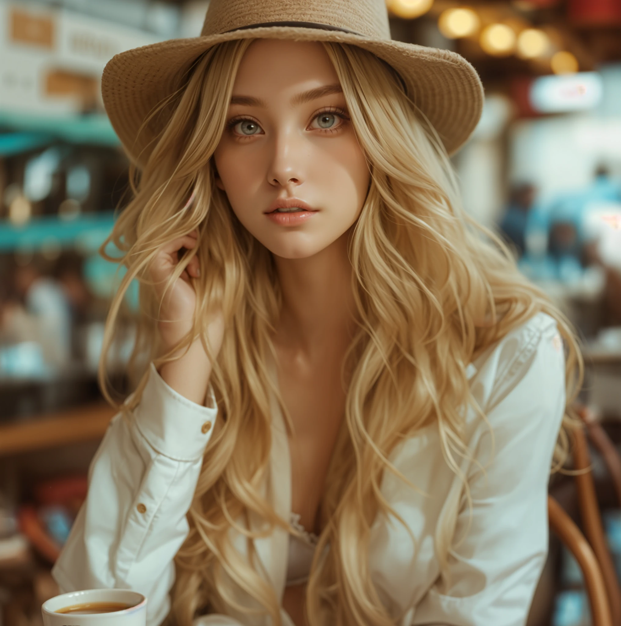 Wear a hat、コーヒーカップを持っているLong blonde hairアラフィフ女性, Beautiful blonde girl, Sleeveless bra、Sexy girl with long blonde hair, Long blonde hair, With hat, beautiful Blonde woman, Long blonde hair and big eyes, Blonde woman, Beautiful blonde hair, Long blonde hair and big eyes, White skin、Curly blonde, Cute Woman, long hair