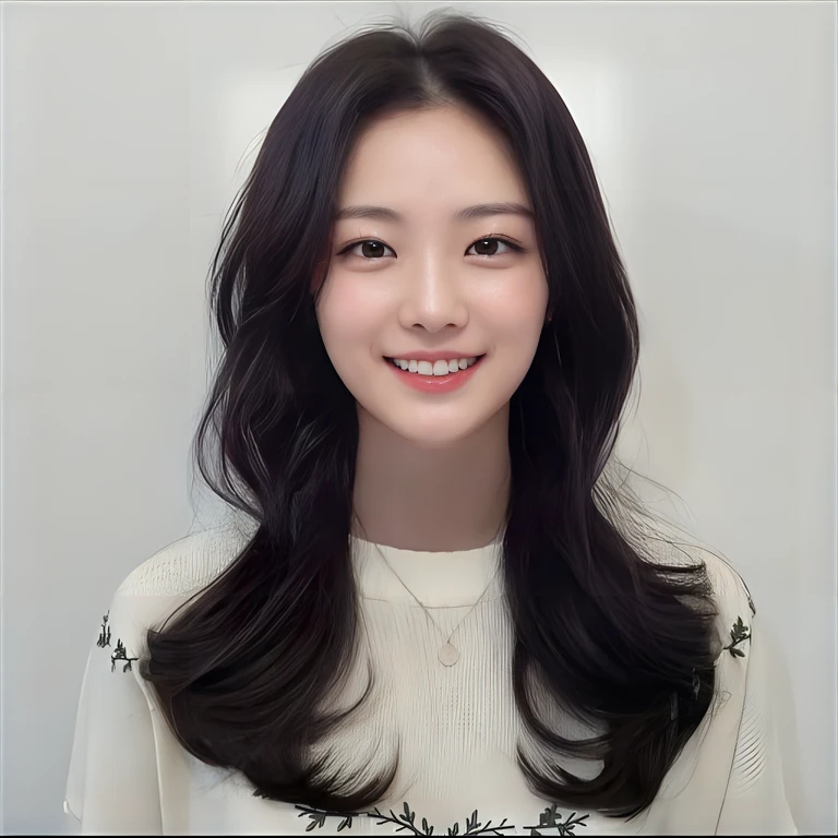 Best Quality, 8k, Masterpiece, (Portrait: 1.3), (photo realistic:1.4), (hyper realistic:1.4), Sharp Focus, looking at viewer, (smoother lighting:1.1), (increase cinematic lighting quality:0.9), realistic lighting, backlighting, light on face, ray trace, (brightening light:1.2), (Increase quality:1.4), sharp detail, (best quality real texture skin:1.4), finely detailed eyes, black_eyes, finely detailed face, 25 year old Korean woman,smiling_face