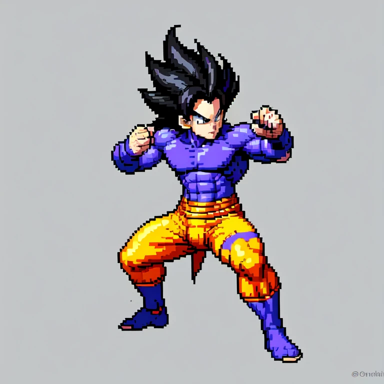 (masterpiece, top quality, best quality), pixel,pixel art,1man,purple,long hair,super saiyan,punch power,full body, 
 