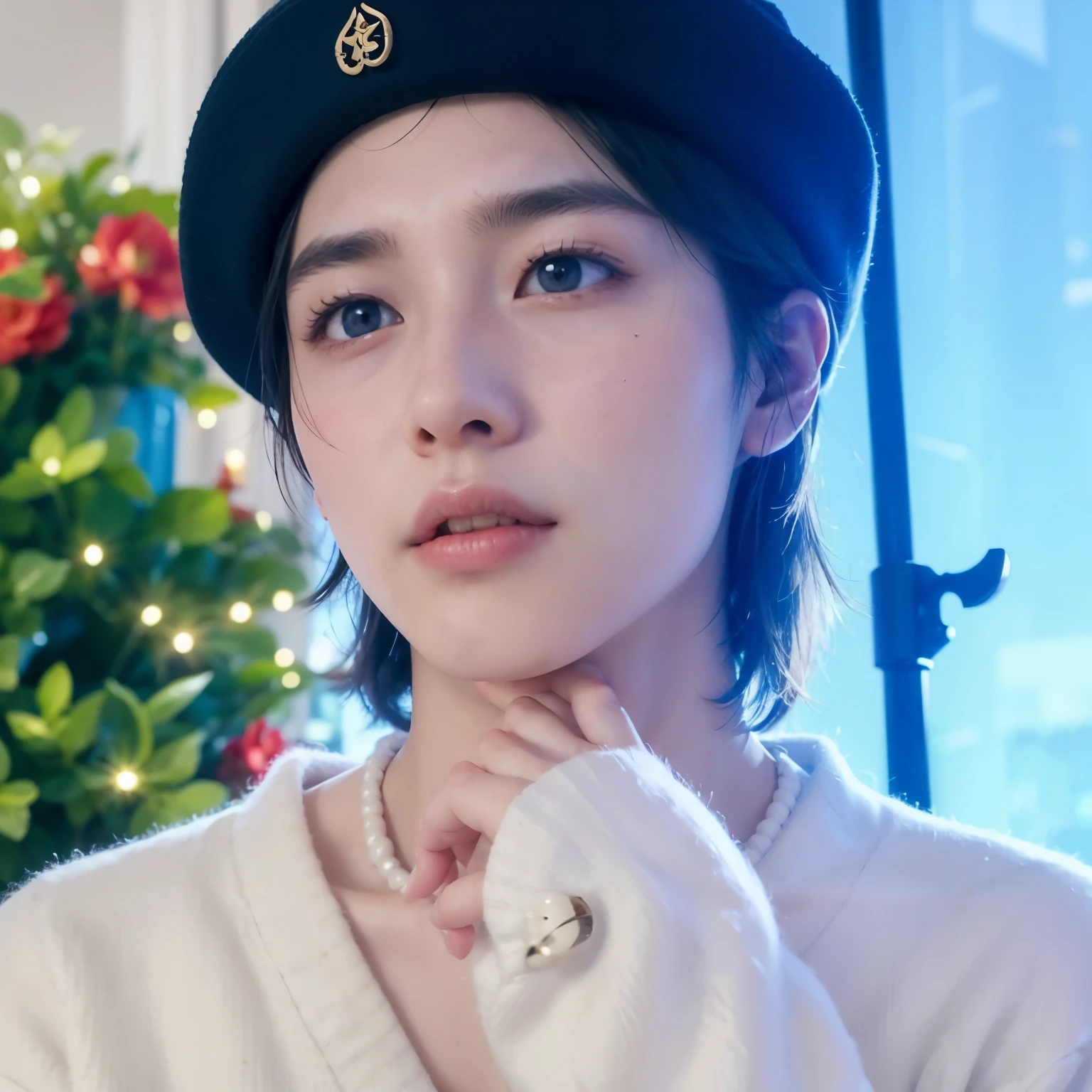 a closeup of a person wearing a hat and sweater, cai xukun, delicate androgynous prince, inspirado en Bian Shoumin, beautiful androgynous prince, Inspirado por Zhang Han, young pale angel, Kim Doyoung, jia, Jung Jaehyun, pale korean adorable face, pintar ulzzang, yan, inspirado en Song Maojin