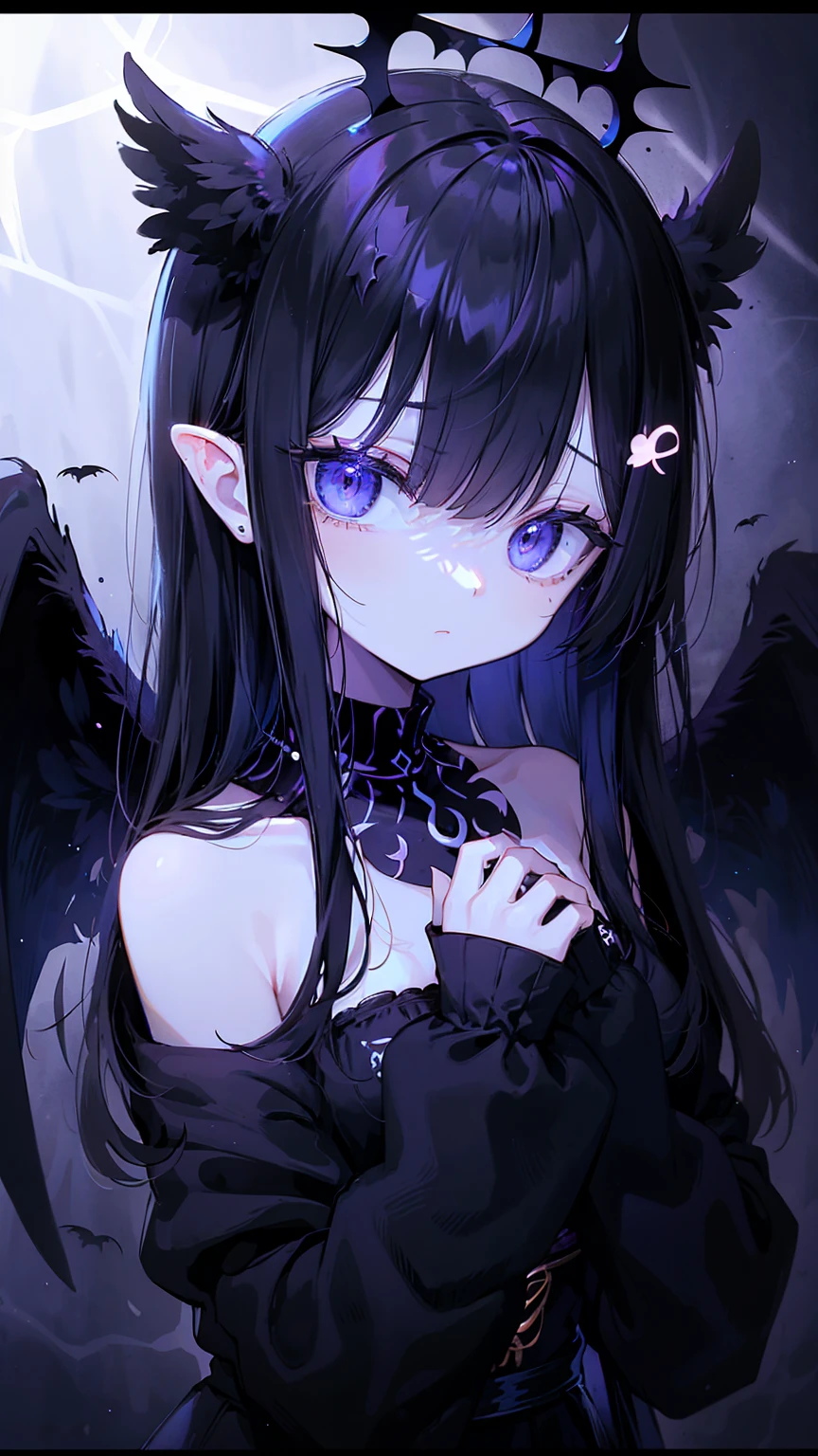 tmasterpiece,Portrait of an angel in prayer,Evil countenance,Three eyes,eye closeds,Black and white wings,A frame eroded by darkness and light