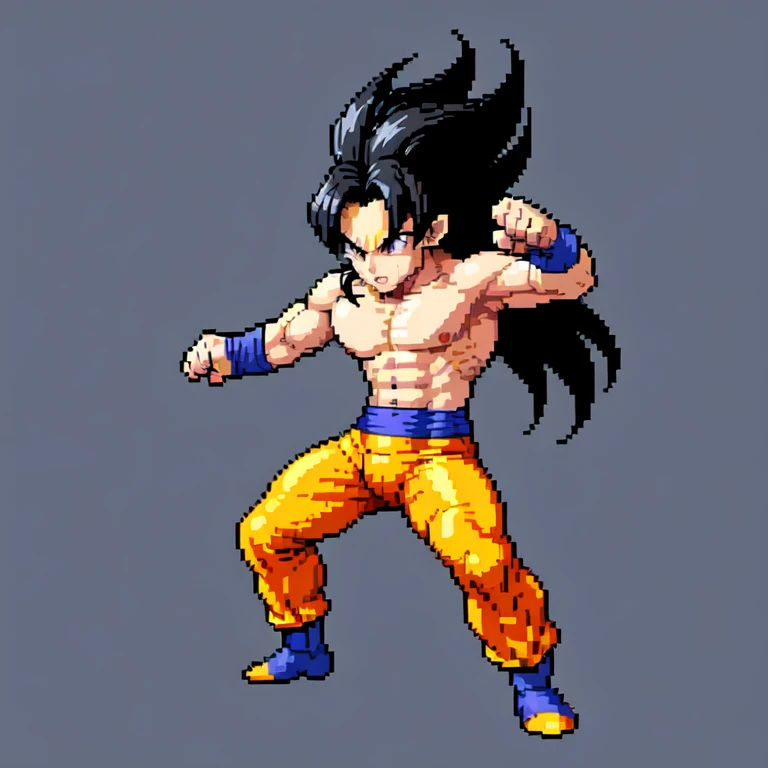 (masterpiece, top quality, best quality), pixel,pixel art,1man,purple,long hair,super saiyan,punch power,full body, 
 