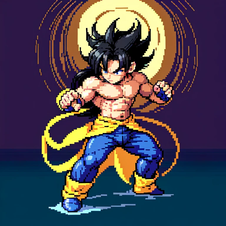 (masterpiece, top quality, best quality), pixel,pixel art,1man,purple,long hair,super saiyan,punch power,full body, 
 