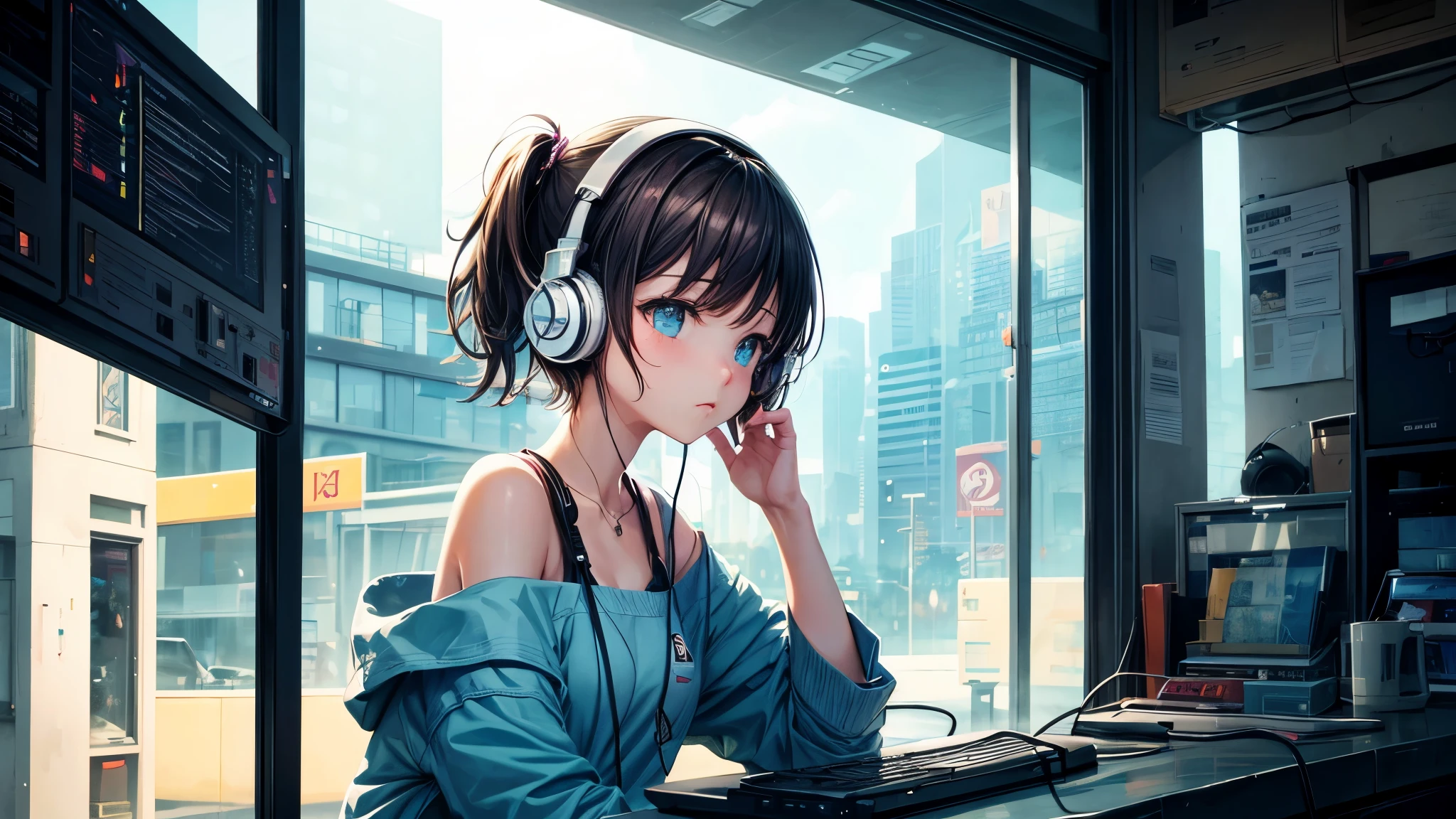 Lo-fi hip hop,Chill Music,Calm,headphone,Girl
