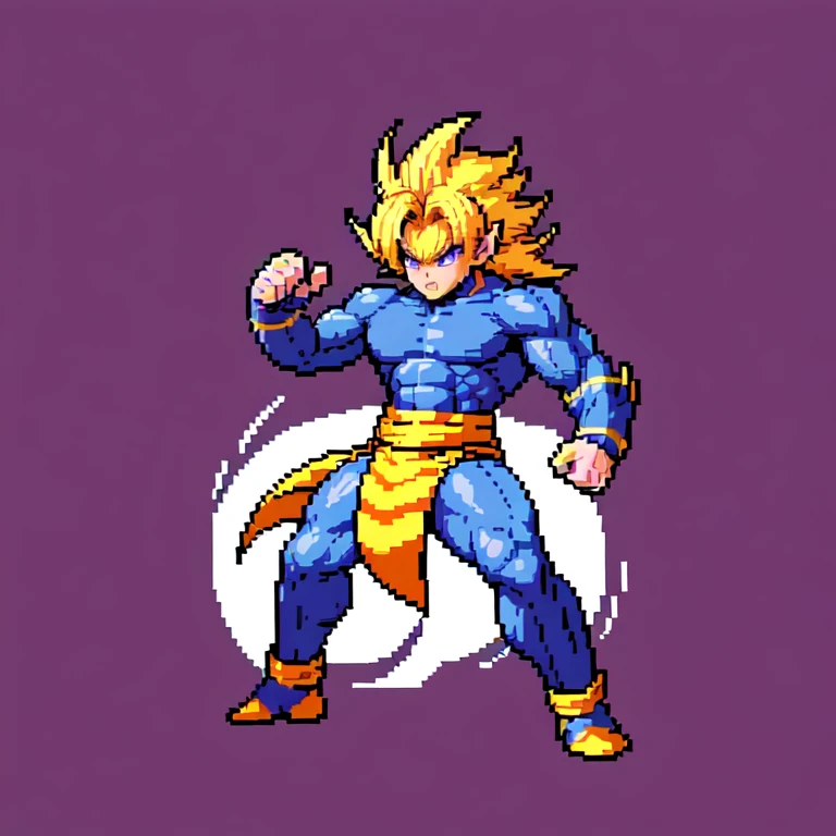 (masterpiece, top quality, best quality), pixel,pixel art,1man,purple,long hair,super saiyan,punch power,full body, 
 