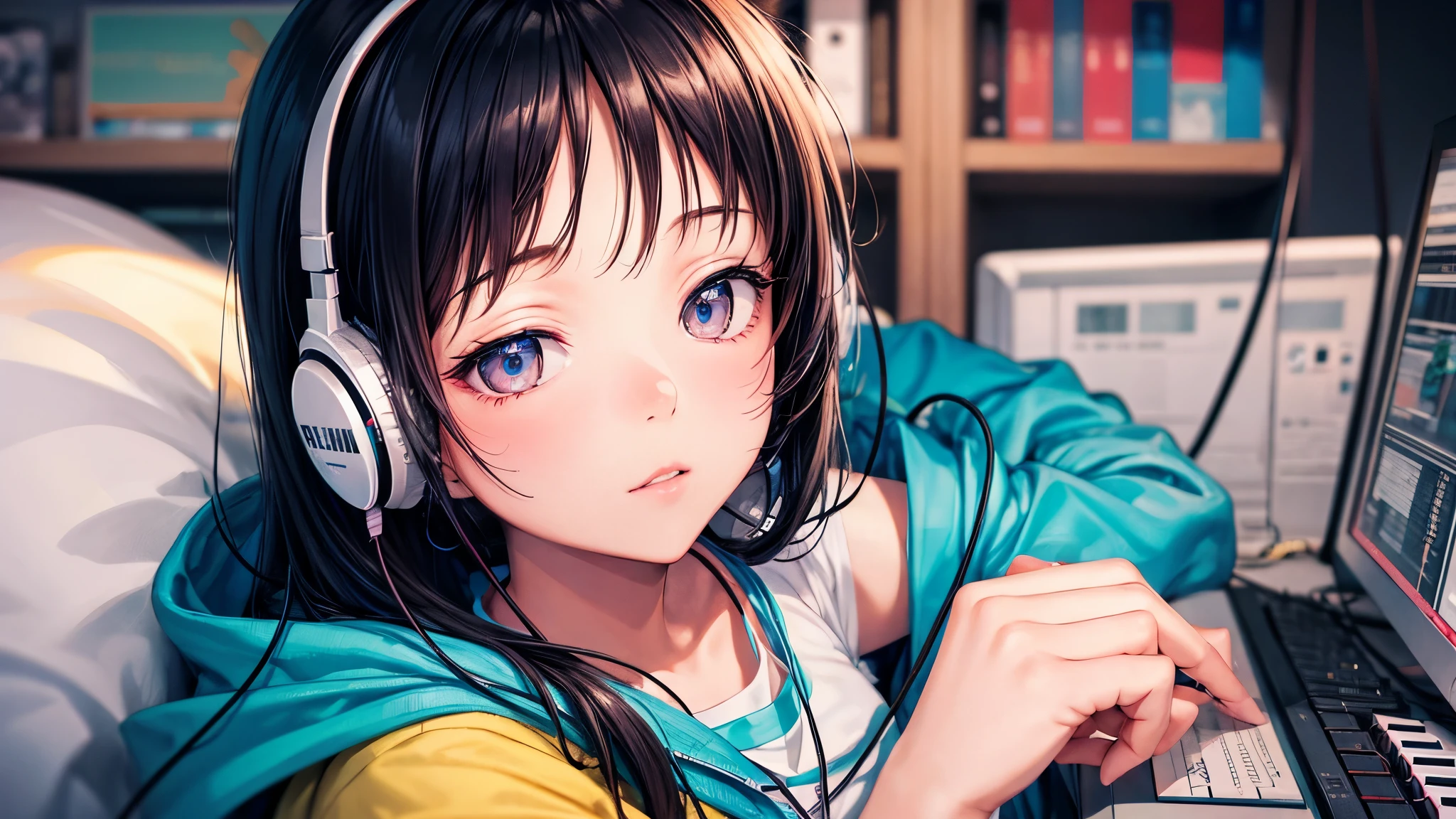 Lo-fi hip hop,Chill Music,Calm,headphone,Girl