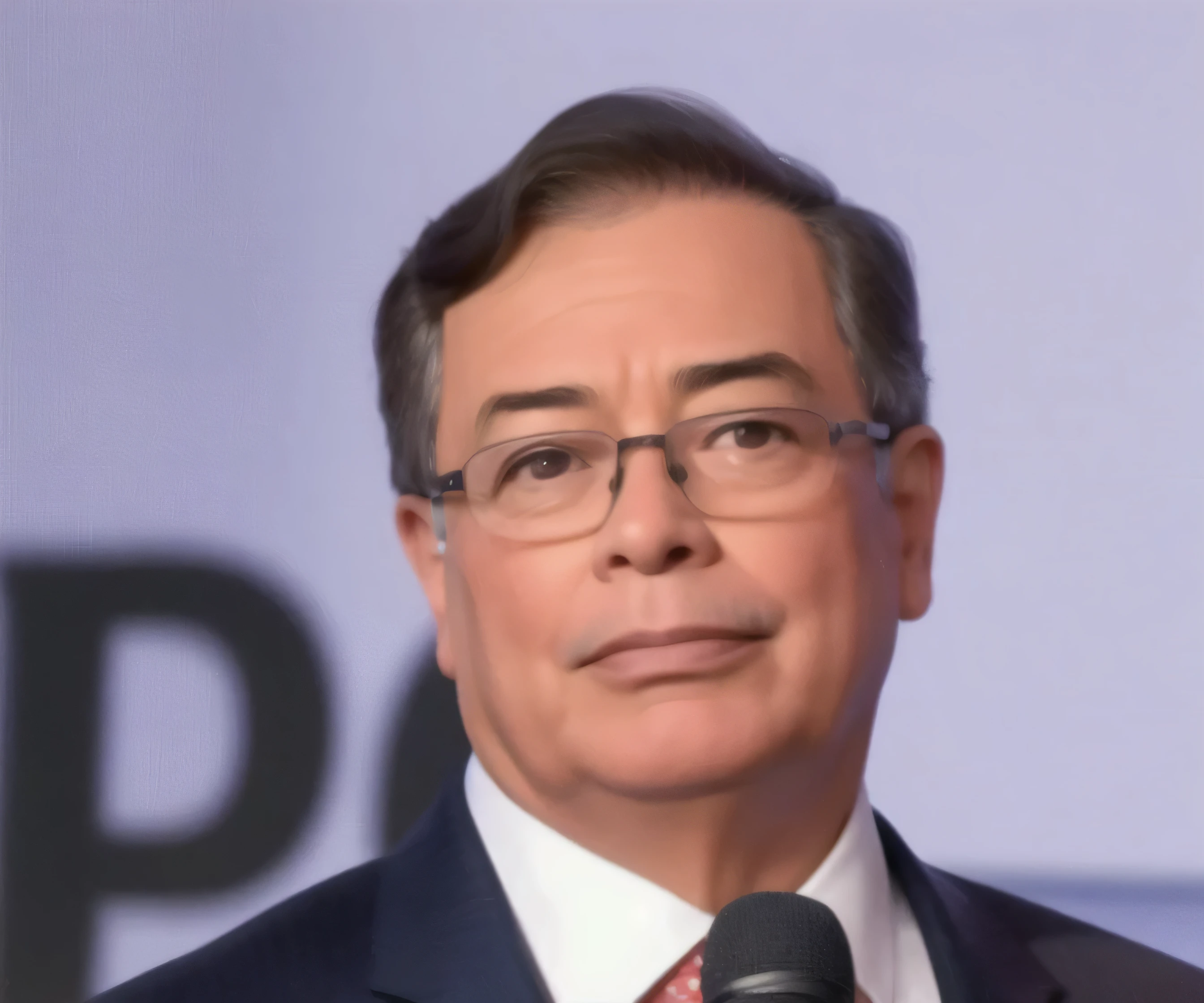  Hombre ,President of Colombia, he is 65 years old, he has glasses, he is looking straight ahead. 