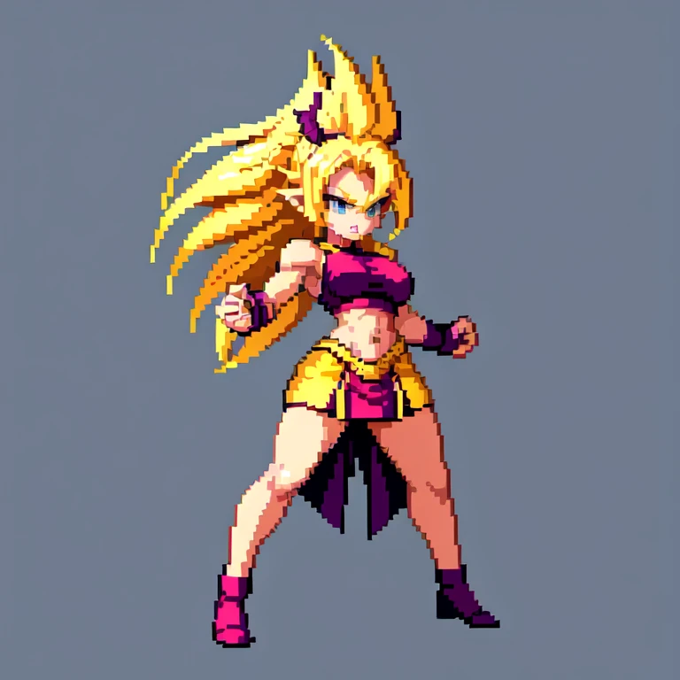 (masterpiece, top quality, best quality), pixel,pixel art,1women,pink,long hair,super saiyan,punch power,full body,