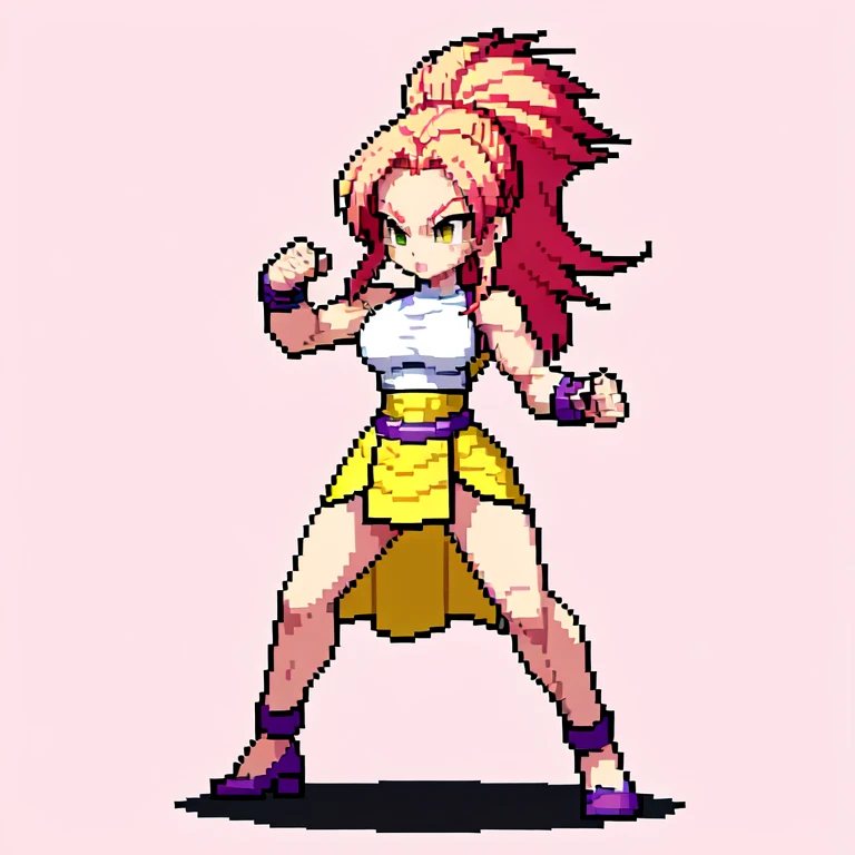 (masterpiece, top quality, best quality), pixel,pixel art,1women,pink,long hair,super saiyan,punch power,full body,
