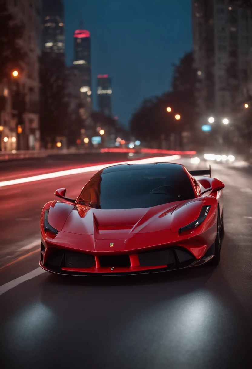 Ferrari F90 in Skyline Flash with realistic red neon lights