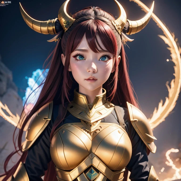 side，close up，There was a woman wearing a horned helmet, Unreal Engine render + goddess, 3D Rendering Character Art 8K, Rendering a cute 3D anime girl, Personagem pequeno. Unreal Engine 5, Realistic anime girl rendering, Valkyrie-style character, Akihiko Yoshida. Unreal Engine, Girl in knightly armor, Artwork in the style of Guweiz, 1 Girl, Solitary，