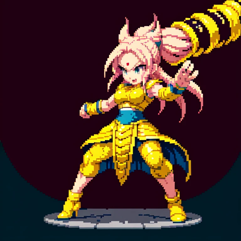 (masterpiece, top quality, best quality), pixel,pixel art,1women,pink long hair,super saiyan,punch power,full body,