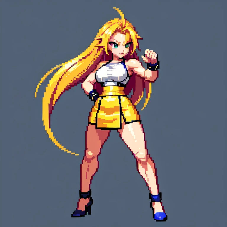 (masterpiece, top quality, best quality), pixel,pixel art,1women,pink long hair,super saiyan,punch power,full body,