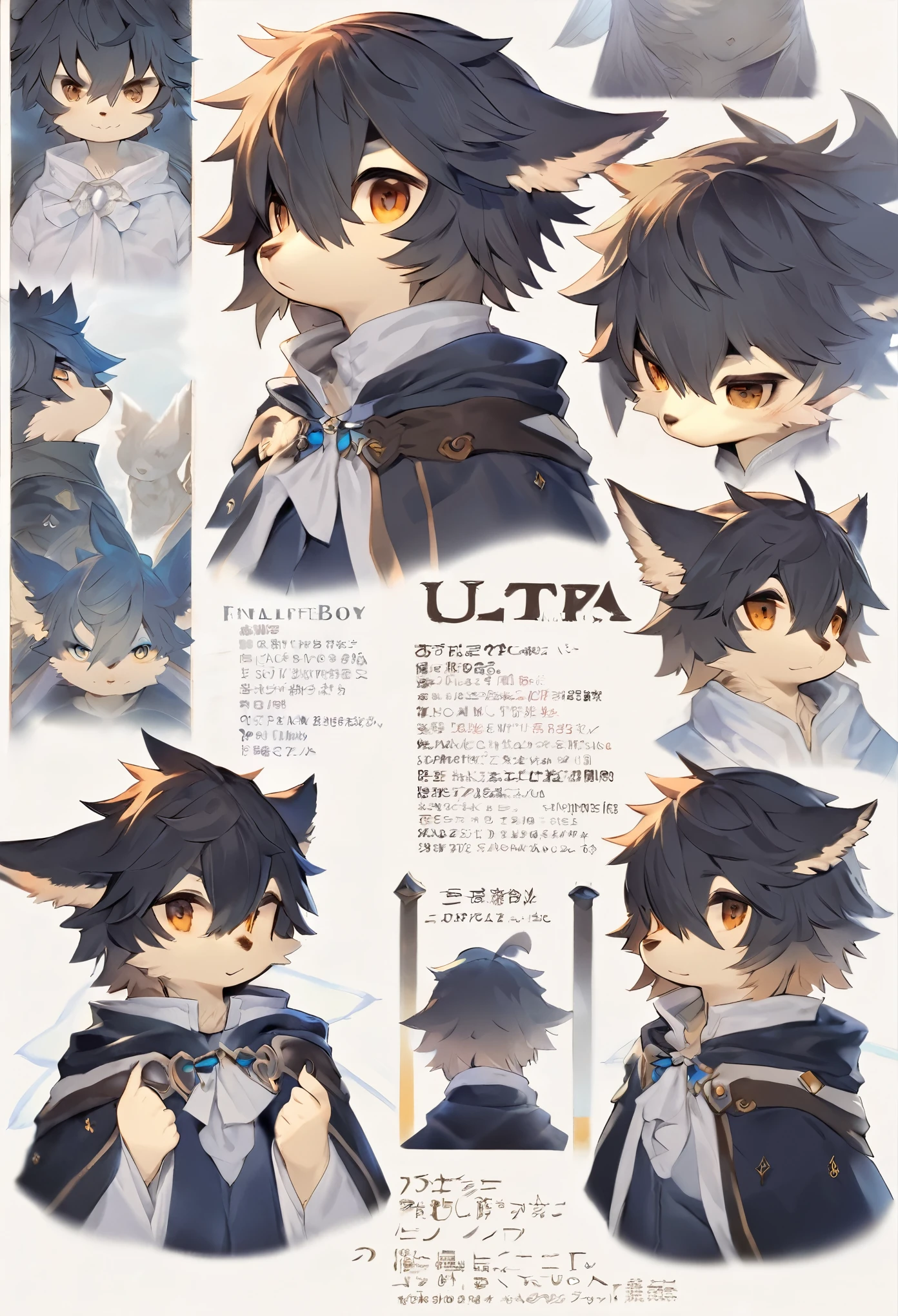 ((masterpiece)), (ultra detailed), (best quality), detailed background, (style of final fantasy), (concept art, character sheet),absurdres(highly detailed beautiful face and eyes)perfect anatomy(angelic handsome boy, kemono, )(furry anthro),