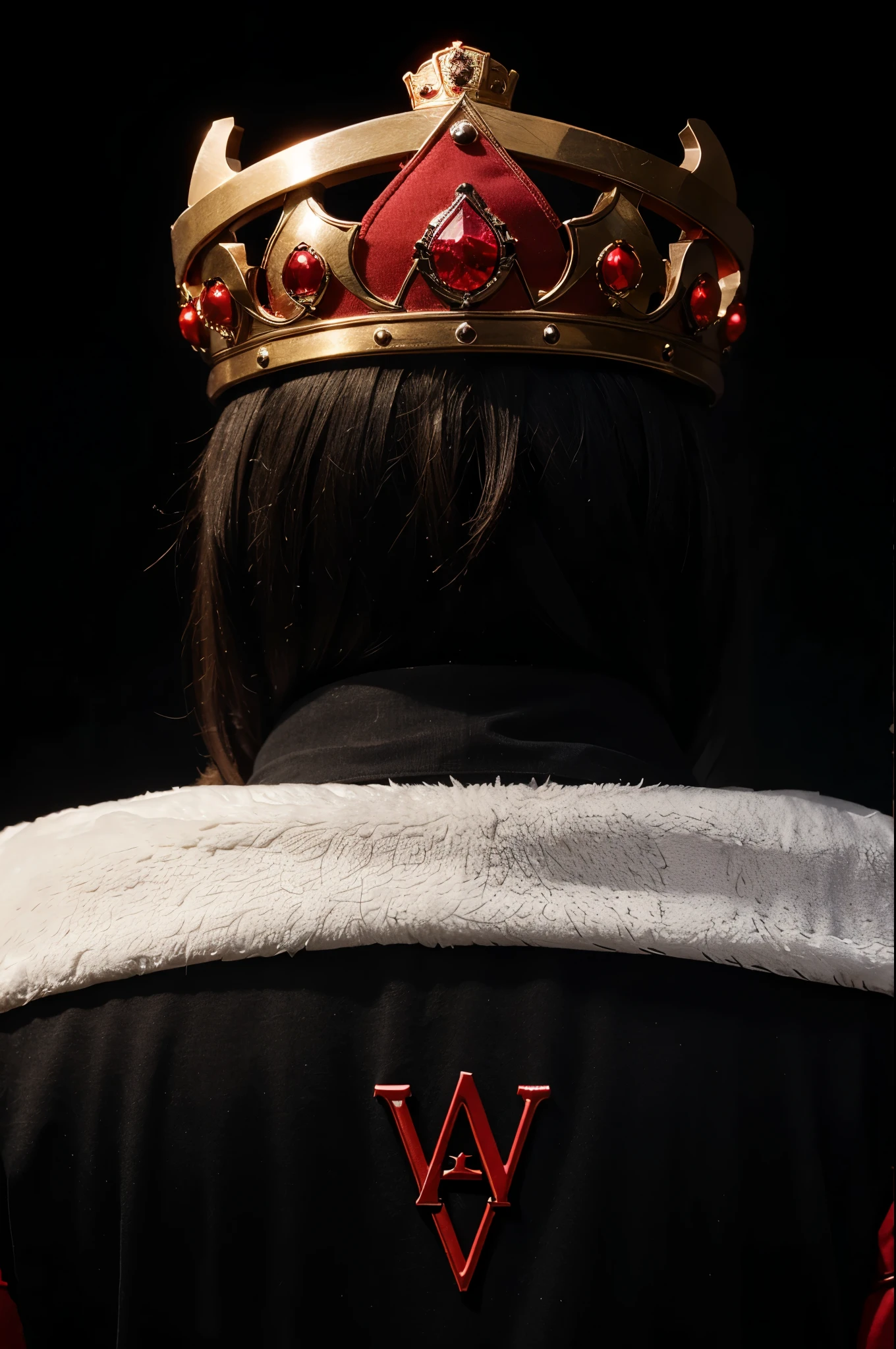 A logo that refers to personal development with the initials AV with a red color accompanied by a crown on top and a totally black background