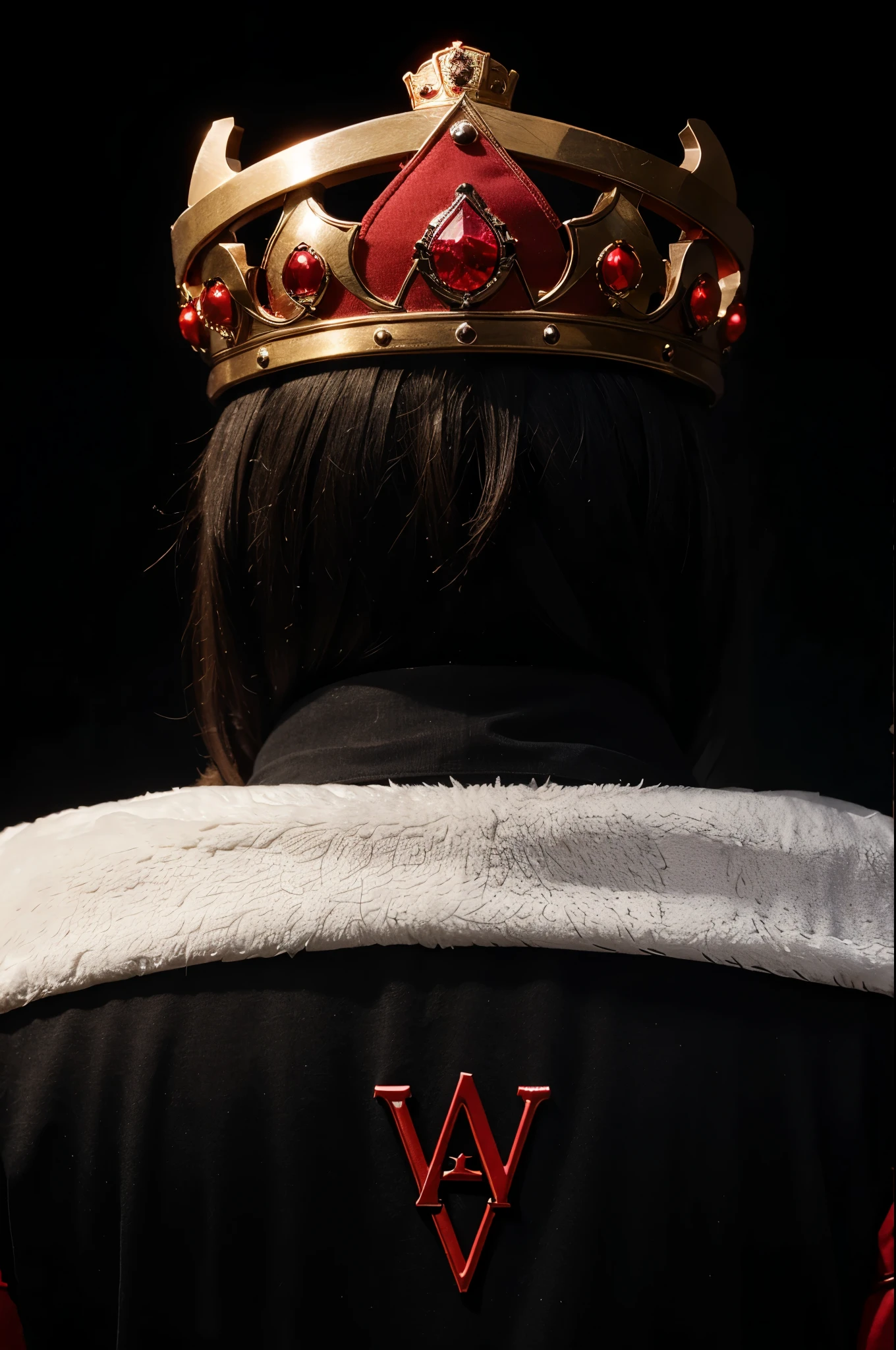 A logo that refers to personal development with the initials AV with a red color accompanied by a crown on top and a totally black background