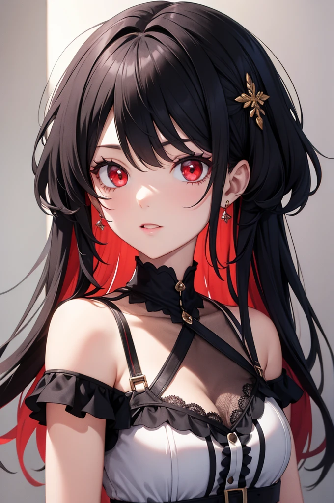 black hair , red inner