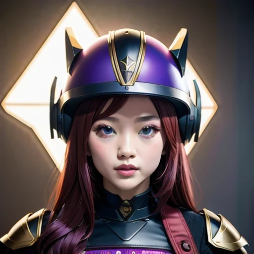 (((Burgundy hair)))Purple powder series((future technology)) HD Helmet,thoughtfully