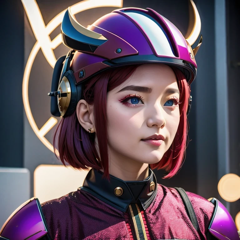 （（（Burgundy hair）））Purple powder series（（future technology）） HD Helmet，thoughtfully