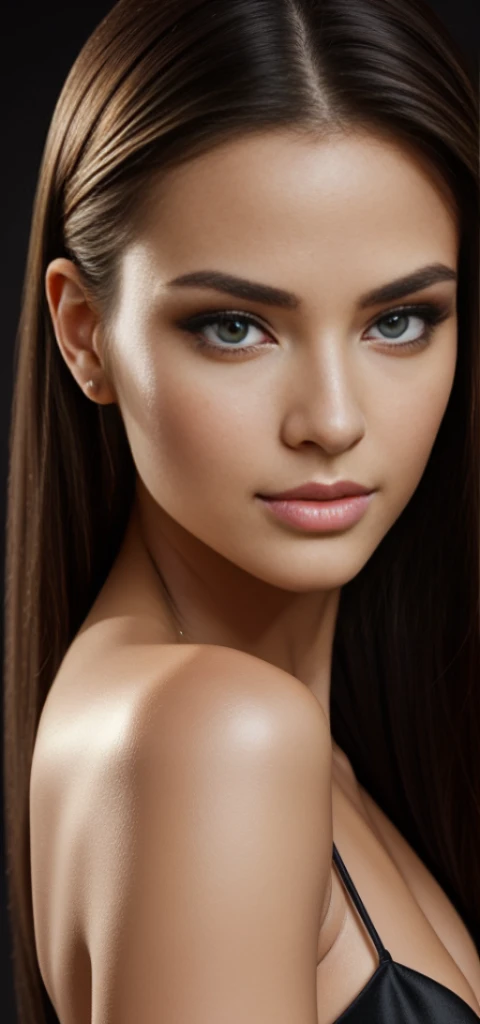 (best quality,4k,8k,highres,masterpiece:1.2), portrait, close-up of a stunning fashion model with flawless skin and captivating eyes, dressed in elegant attire, carefully styled hair and makeup, shot on a Sony A7III with precise focus and exquisite details, showcasing the model's radiant beauty, ultra-detailed facial features, perfect complexion, and expressive gaze, emphasizing the model's confidence and charisma, with professional studio lighting to enhance the overall aesthetic, vibrant colors, and a hint of bokeh to create a dreamy atmosphere.