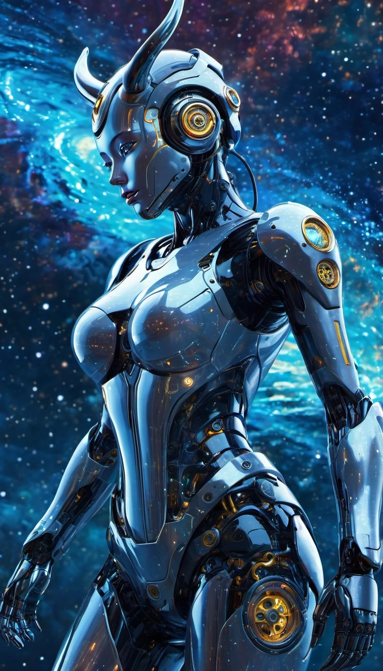 beautiful android woman erotic with cables and electronic elements integrated into her body in an organized way, spaceship environment, excellent lighting, detailed image