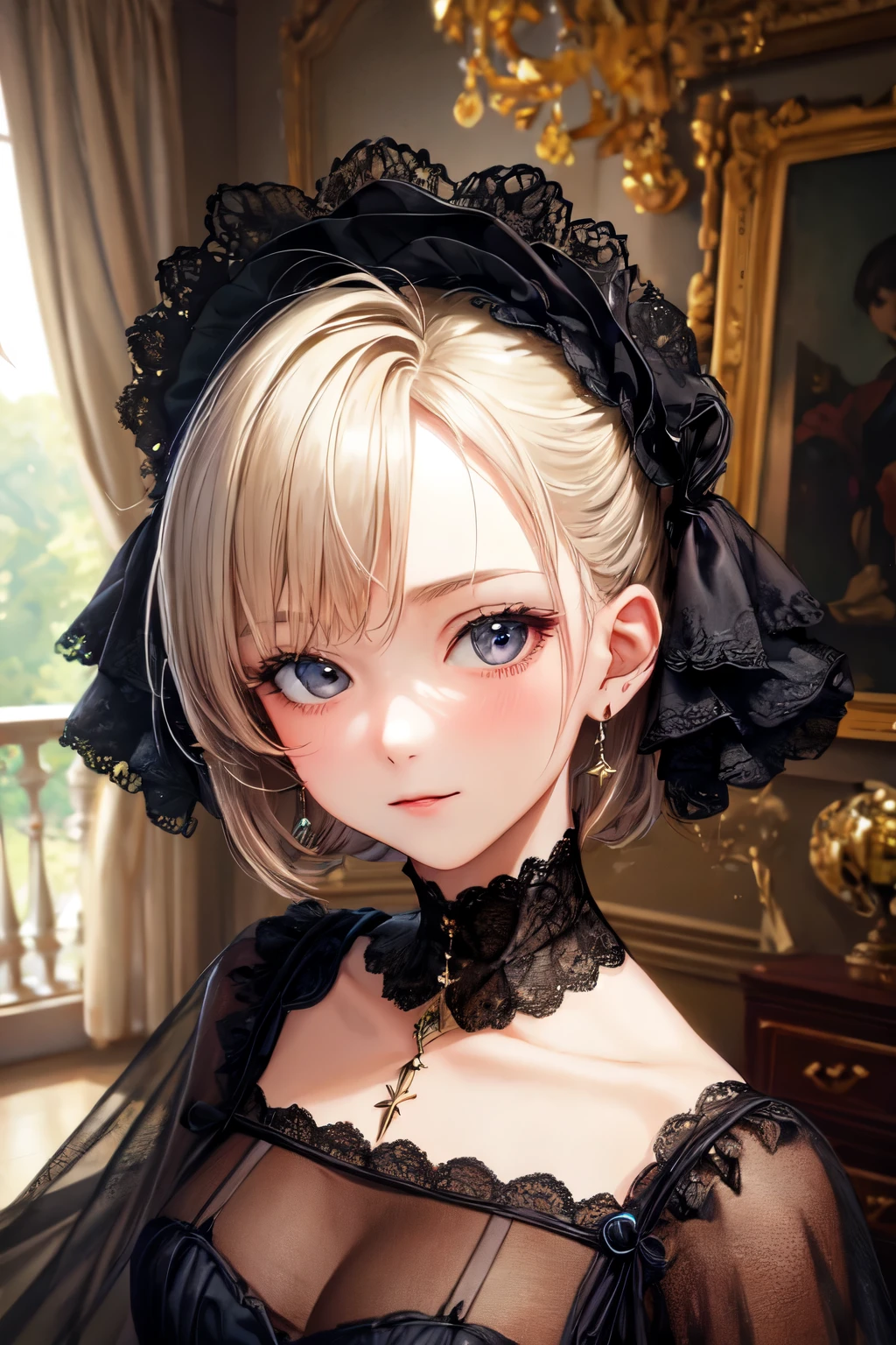 ((highest quality)), ((masterpiece)), (detailed), Perfect Face,gothic style,In a mansion,squirt