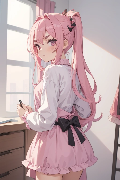 "a blushing and worried waifu being punished to eat at a subway