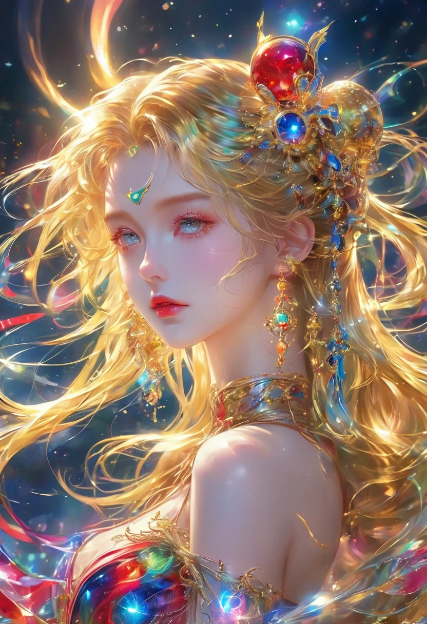 Best quality，very good，8k，absurd，Extremely detailed，Sailor Moon Fighting，Short red messy hair，kaleidoscope，(Cyberpunk:0.7)，Steampunk，Dieselpunk and clockpunk，kaleidoscope采用热粉色，Made of shiny gold plated and shiny silver plated，Broken sparkling colored gemstones，Mixed Art，Mixed Art，Fractal Art，Zentangle Art，Design Art，Wonderful and mysterious，Fantasy World Pictures，A diverse visual style that incorporates a variety of artistic elements，Includes glittery rainbow pastels and bright colors