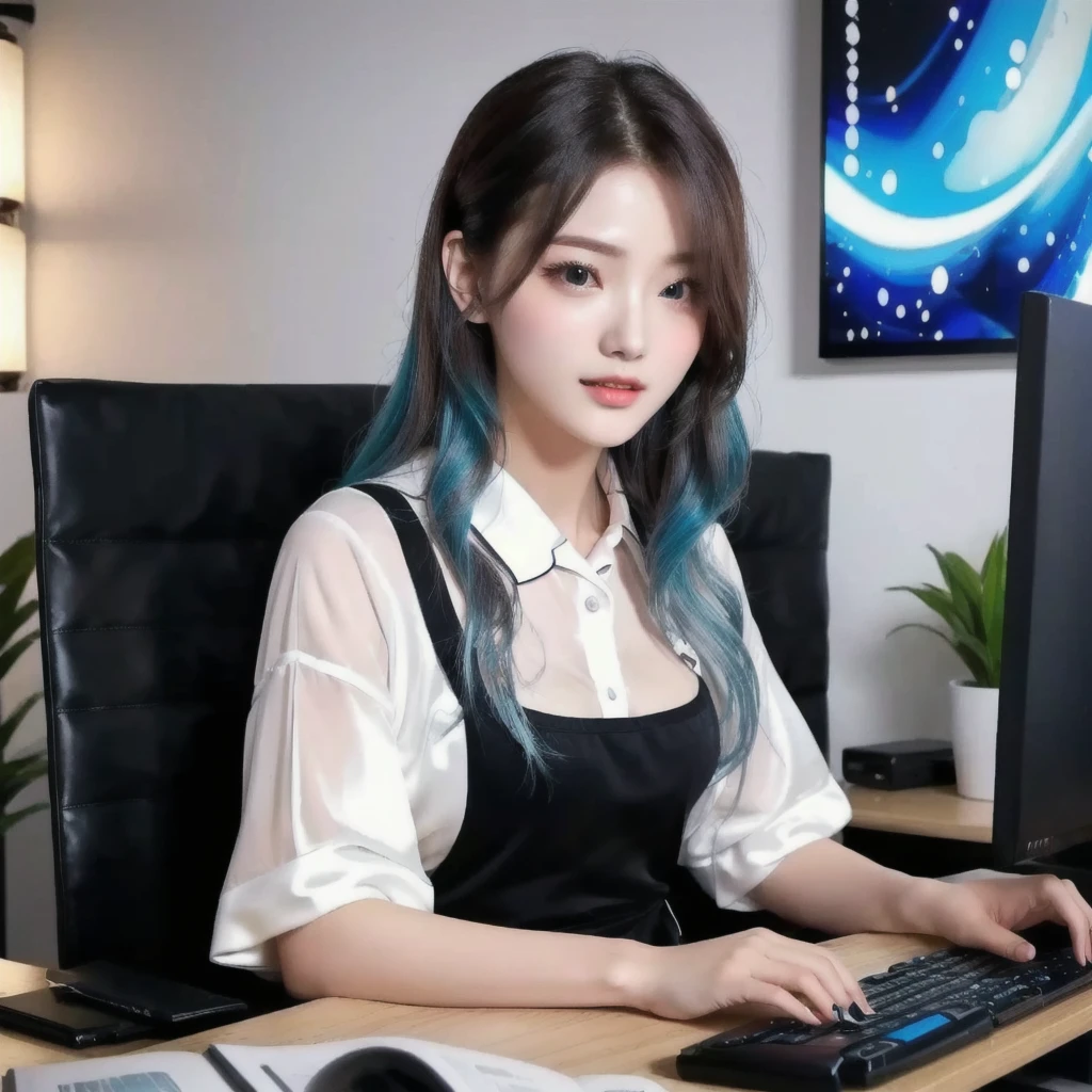 Wearing sexy pajamas, graceful figure, coquettish, study room, sofa, random enchanting movements, facing the camera, imaginative, first love
