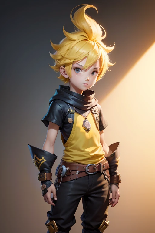 A cartoon illustration of a boy wearing a yellow hat, Banana Hair, 视频Game character design, 视频Game character design, Video Game Character Art, Ultra-detailed fantasy characters, Game character design, game character art, Highly detailed character designs, Epic Character Art, Stylized game art, Very stylized character design, Video game character concept, High-quality character design