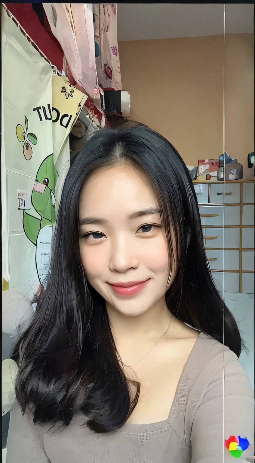 there is a woman that is smiling and posing for a picture, asian face, anime thai girl, south east asian with round face, nivanh chanthara, ruan cute vtuber, korean girl, thawan duchanee, a young asian woman, wide forehead, 19-year-old girl, 8k selfie photograph, 2 7 years old