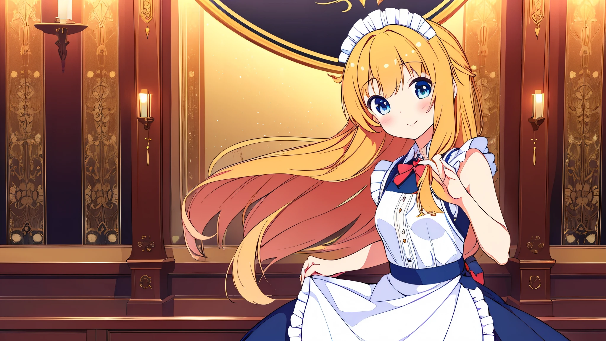 ((masterpiece)), ((best quality)), (ultra-detailed), anime style, Live performance venue, a cute girl, 1girl, solo, maid00, ((beautiful eyes))0, smile