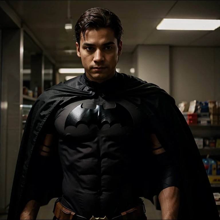 ((Men only)), (showing his abs), (handsome muscular man in his 20s), (Batman's appearance is characterized by sexy micro thong , adorned with a bat emblem), (Mischievous smile), Natural muscles, HIG quality, beautidful eyes, (Detailed face and eyes), (Face、: 1 / 2), Noise, Real Photographics、... .PSD, Sharp Focus, High resolution 8K, realisitic & Professional Photography, 8K UHD, Soft lighting, High quality, Film grain, FujifilmXT3 ,sexy , NSFW , eroticism , full length shot(fls) ,standing, (thick thighs , phat fat hips ,wide pelvis , skindentation & wide hips) , handsome boy , ((narrow waist , bottom hourglass body type , skinny waist)) , smirk , grins , K-pop idol looking , (((skinny boy with phat hips))), skinny boy , bare thighs, bare chest , bondage collar chains , bondage,((superman and batman in photo)) , 2 males