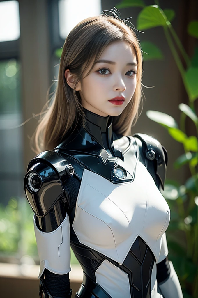 Top quality work, Photorealistic works,Ultra Premium Graphics,8K HD CG works,High-quality graphics,High-definition fine CG works,10x pixel,Ultra-fine details:1.1,Advanced technical details:1.1Photographically realistic,Indoor lighting effects:1.5,Natural light:1.5. light effect(Virtual Light Effects:1.8),超A high resolution ,Transparent hair,High Detail Hair(Premium Hair Detail:1.1)Clear eyes,Good looking double eyelids,Sharp eye makeup, Delicate makeup for eyelashes, Thin eyebrows, ultradetailed eyes,High Nose, lovely red lips, Rose cheeks, Face with delicate makeup , Pretty Face, A perfectly proportioned face,(Advanced facial details:1.1), Women's Artwork,full-body view,Goddess of Dress,,amazing,Today's eyes are bright crafted woman in a futuristic suit holding a sword and a sword, Cute cyborg girl, Girl in Mecha Cyber Armor, beautiful white girl cyborg, gynoid cyborg body, perfect android girl, Perfect Anime Cyborg Woman, Beautiful girl cyborg, Cyborg girl, cyborg - girl with silver hair, armor girl, beautiful alluring female cyborg