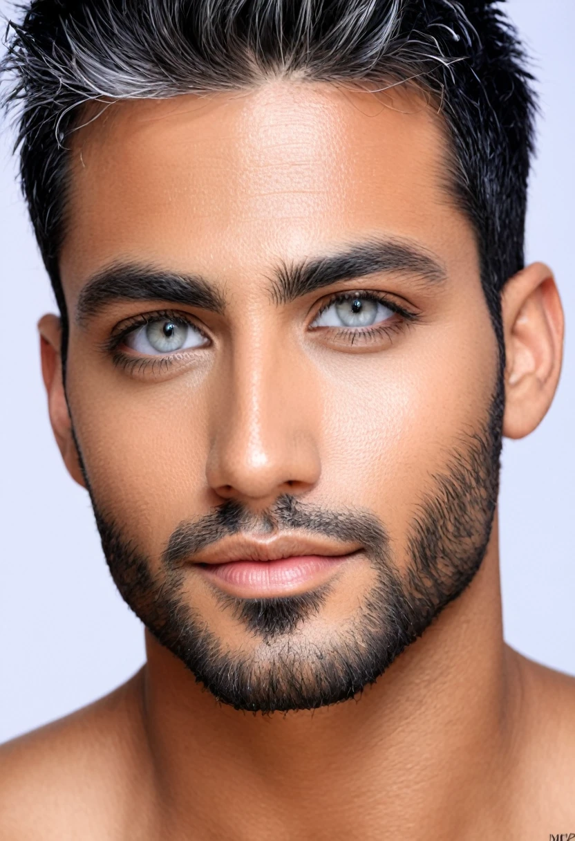 Hombre piel blanca de ojos gris con cabello negro atractivo sexo masculino cabello negro quijada marcada