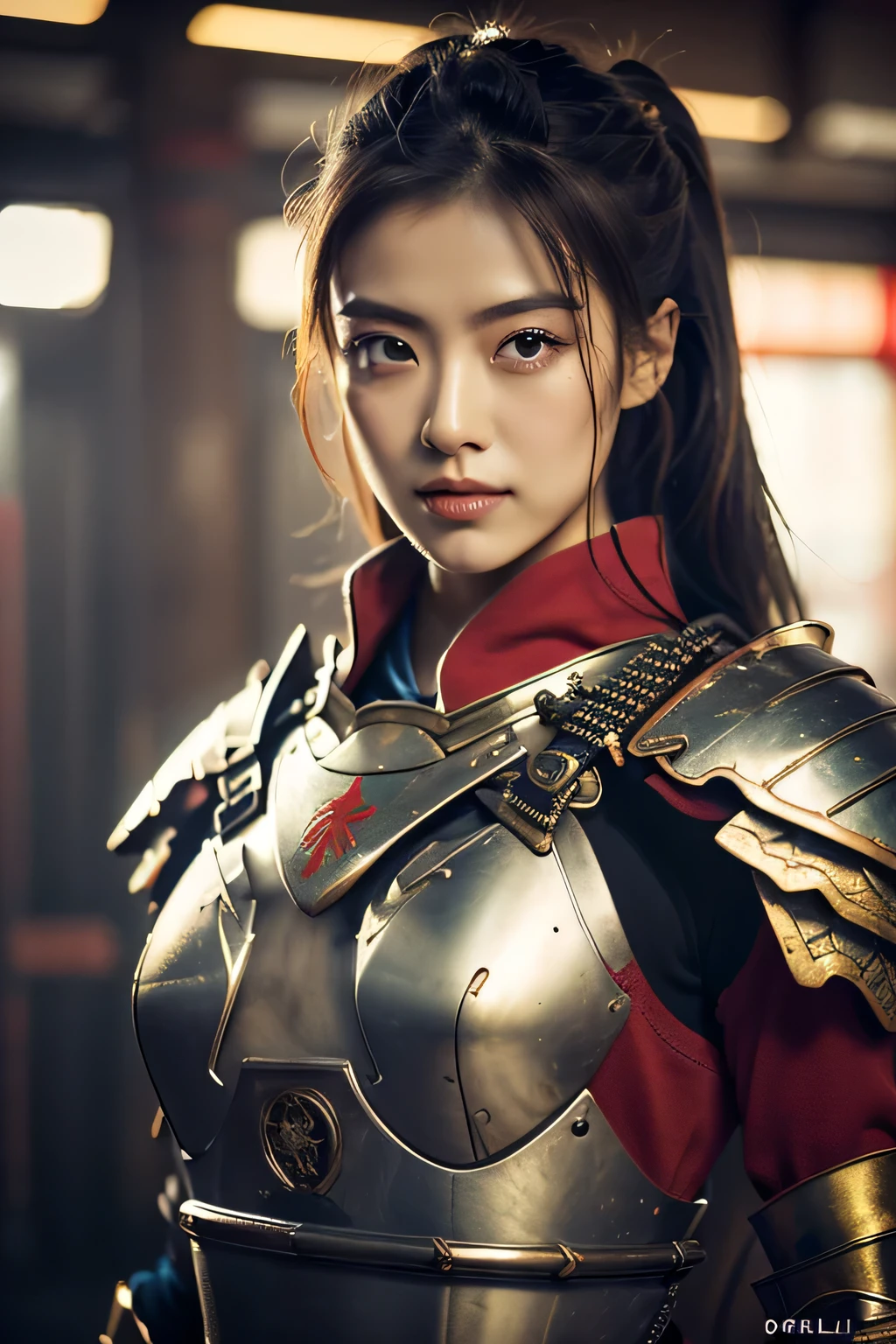 ulzzang-6500-v1.1,(Masterpiece, BestQuality:1.3),(Top image quality,8K,masterpiece:1.3),Realistic high-quality photos, Cinematic Light, Photorealistic, Super beauty、(femele ninja:1.3), Extremely agile warrior, fitness, intricate-detail, Red Ninja Costume, two swords, Japanese 20 year old girl, (Large Brest:1.3)