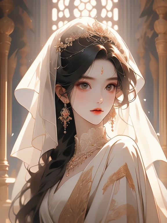 (extreamly delicate and beautiful:1.2), 8K, (masterpiece, best:1.0), Two Men, body complet, a blond, black-haired, seethru , knights, Man wearing a veil、Wedding between guys, sacred place, and intricate detailing, and intricate detailing, finely eye and detailed face, Perfect eyes, Equal eyes, (A male god), Fantastic lights and shadows、landscapes、florals, Uses backlight and rim light