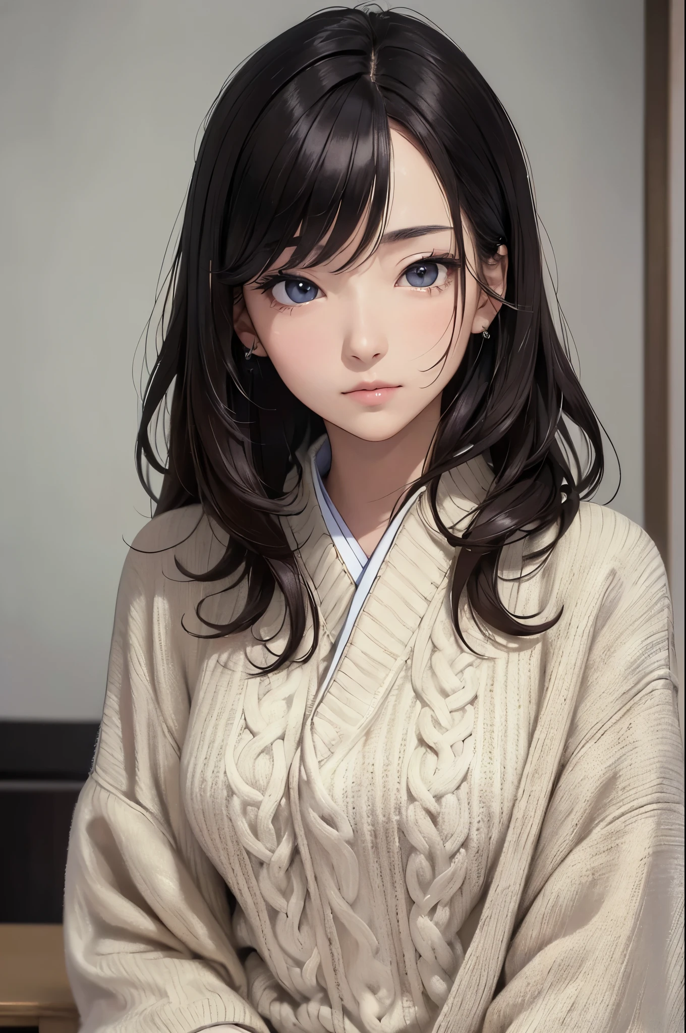(((masterpiece))),(((High resolution)))、(((8K)))、(((perfect face)))、(((beauty of japan)))、30 years old,  ((over size sweater)), look at the camera, (top quality eyes), (detailed face), (detailed texture), look at the camera
