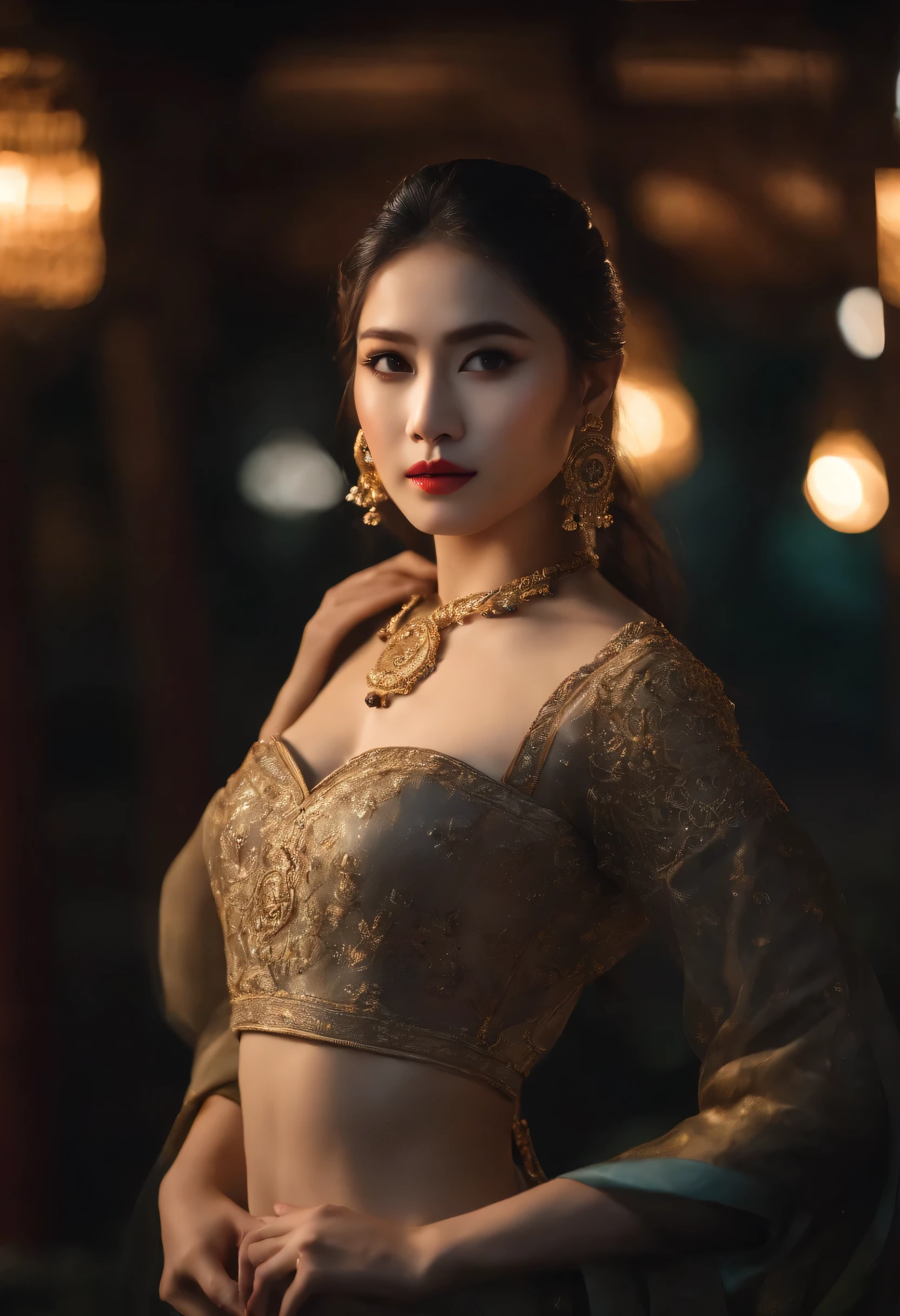 8K, masutepiece, Raw photography, Best Quality, Photorealistic, Highly detailed CG Unity 8k wallpaper, depth of fields, Cinematic Light, Lens Flare, Ray tracing, (Very beautiful and attractive face, Beautiful lips, Beautiful eyes), intricate detailed face, (Ultra detailed skin), 1 man,Thai Traditional Dresses,No shirt,Abs, In nature,sexy and hot body, In the deep shadows, Beautiful European Man, Kpop Idol, 1 male,(looking at viewert), (Great solid appearance) :1.3), (Sleeveless), (Fashion Night,Temple of the Night, neon signs, Blurred background), Fashion Street Night, (The person behind:1.3), Beautiful earrings, bangle, Necklace, pantyhose, Clear eyes, Walking, (pale skin), (Big eyes), Face forward, (upperbody shot), (baggy clothes:1.3), (Brown hair), (Bosch Costume, (Transparent), (looking at viewert:1.3) Very strong ,, Turn around, (Back shot), Transparent, medium-sized buttocks.Wear a mask,Wear a mask,Wear a mask,Wear a mask,Wear a mask,Wear a mask,Wear a mask,Wear a mask,Wear a mask,Wear a mask,