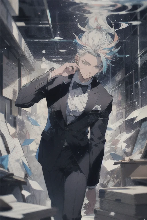 Realistic, (masterpiece, high quality, best quality, formal art), very detailed, colorful, most detailed, gods, short, (magic), handsome man, snowflake