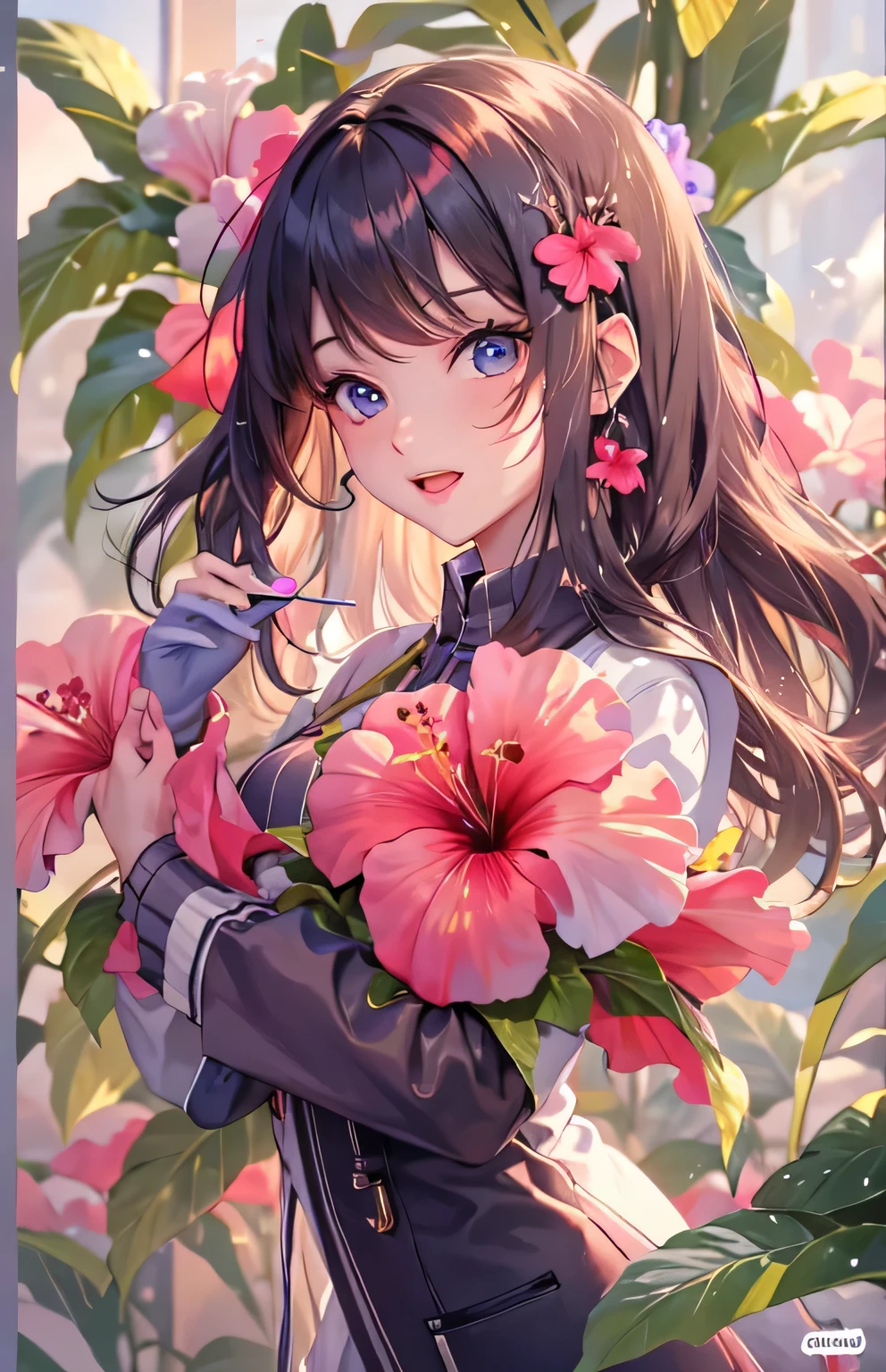 ((highest quality)), ((masterpiece)), (Get used to it), Perfect Face , beautiful girl , hibiscus ,