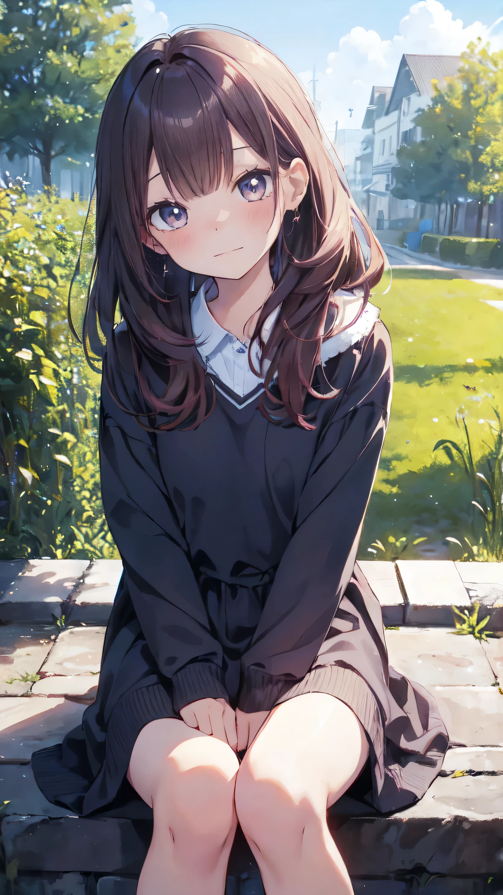 Masterpiece、Highest quality、highest quality、(((Lori)))、 ((Blushing with a shy expression))、Shiny hair quality、Small face、Sitting、Super detailed, beautiful, wide eyes、Ultra-detailed, clear and beautiful faces、(cute illustration:1.2), High-resolution, ultra-detailed, best quality, embarrassed