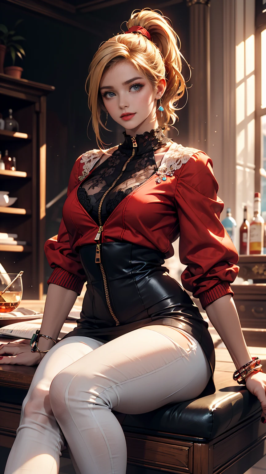 goddess、Wear an off-the-shoulder bodycon top、Beautiful legs、erotic、Great proportiony hips are constricted、Place one hand on one's hip