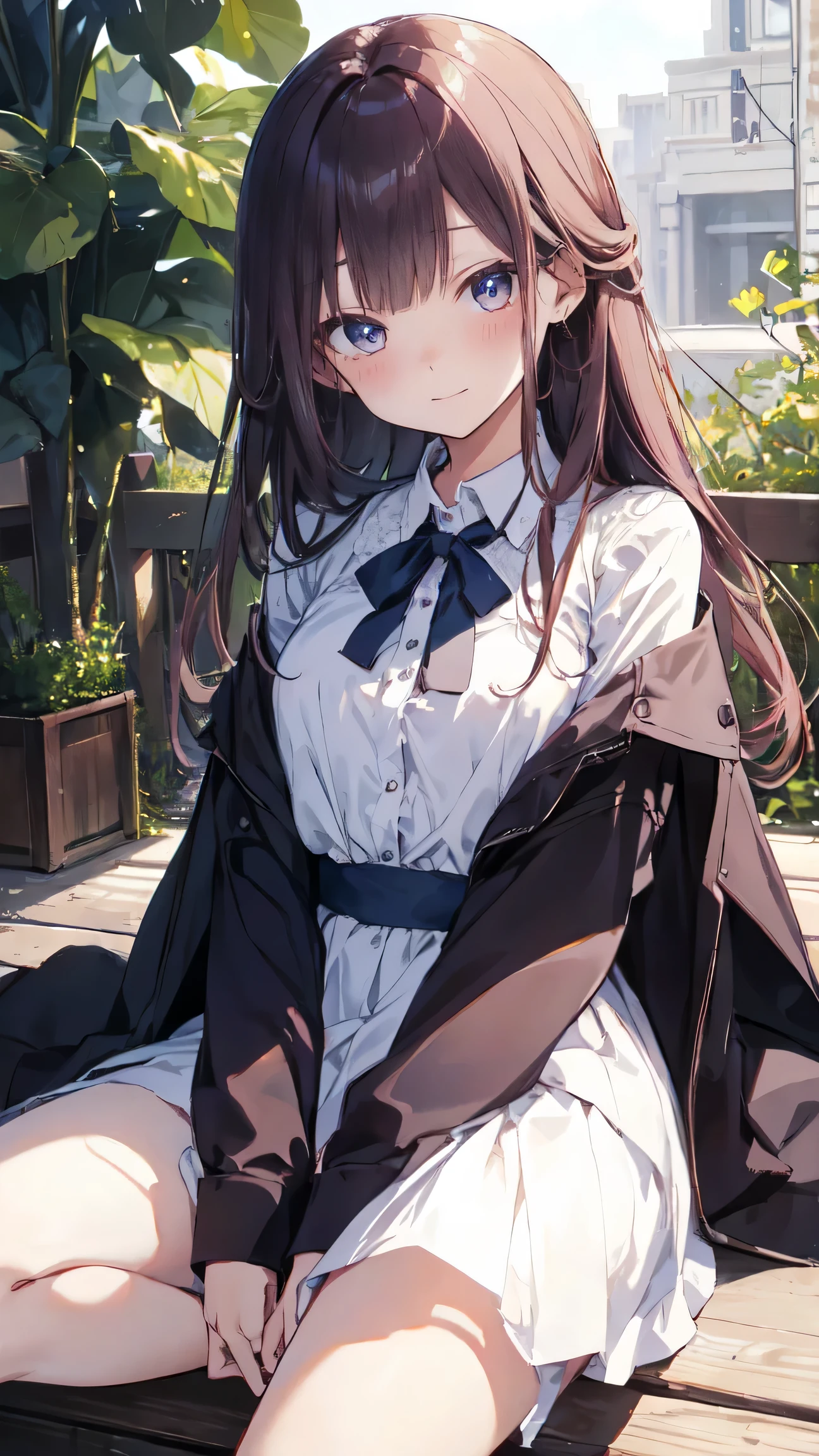 Masterpiece、Highest quality、highest quality、(((Lori)))、 ((Blushing with a shy expression))、Shiny hair quality、Small face、Sitting、Super detailed, beautiful, wide eyes、Ultra-detailed, clear and beautiful faces、(cute illustration:1.2), High-resolution, ultra-detailed, best quality, embarrassed