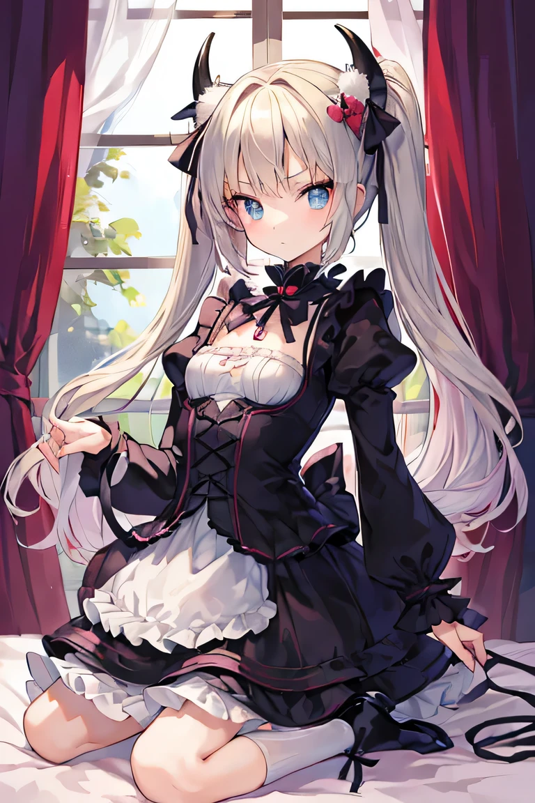 ((masterpiece)), ((best quality)), (ultra-detailed), ((kawaii)), cute, (lovely), illustration, anime style, full body, a cute girl, solo, (beautiful eyes), small devil, Gothic and (type of teenagshion), slim, slender, small breasts,