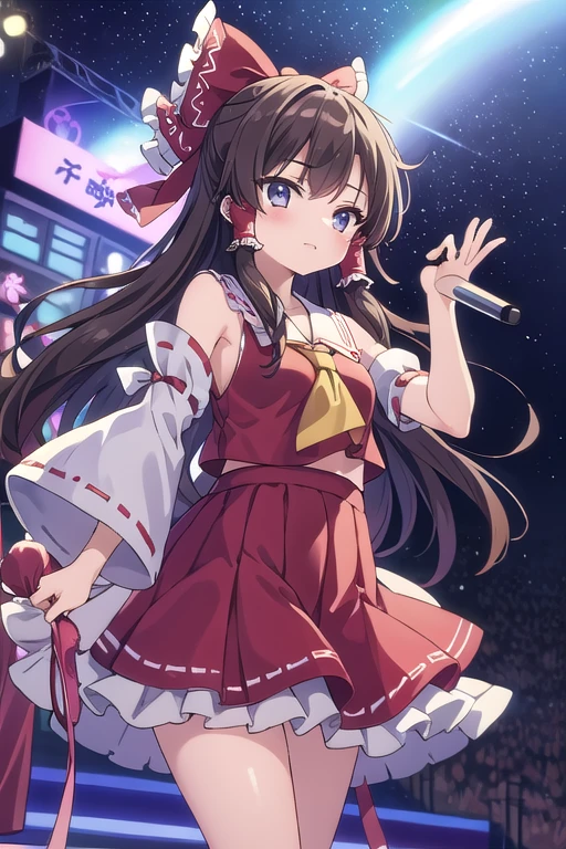 kirisame marisa, hakurei reimu, 1 Girl Tag, Long Hair, performer, milky way, Brown Hair
