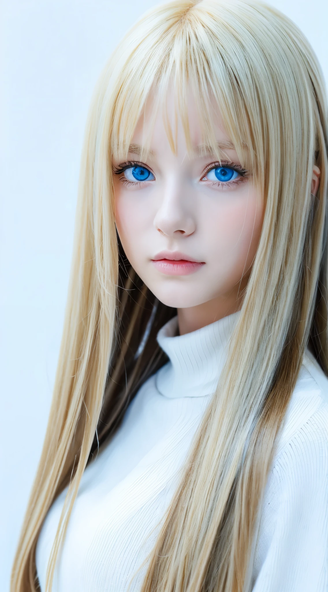 anime, face, Blonde, blue eyes, Long Hair, White Background,