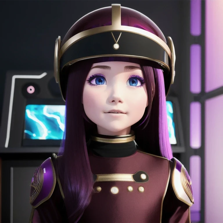 (((Burgundy hair)))Purple powder series((future technology)) HD Helmet,thoughtfully(Pure background)